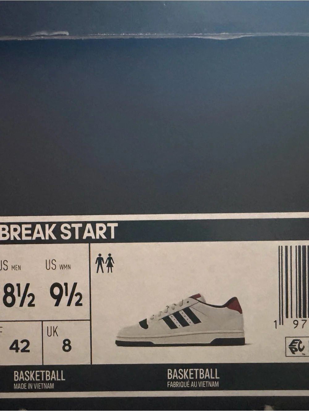 adidas Break Start Sneakers in White, Black & Red Accent